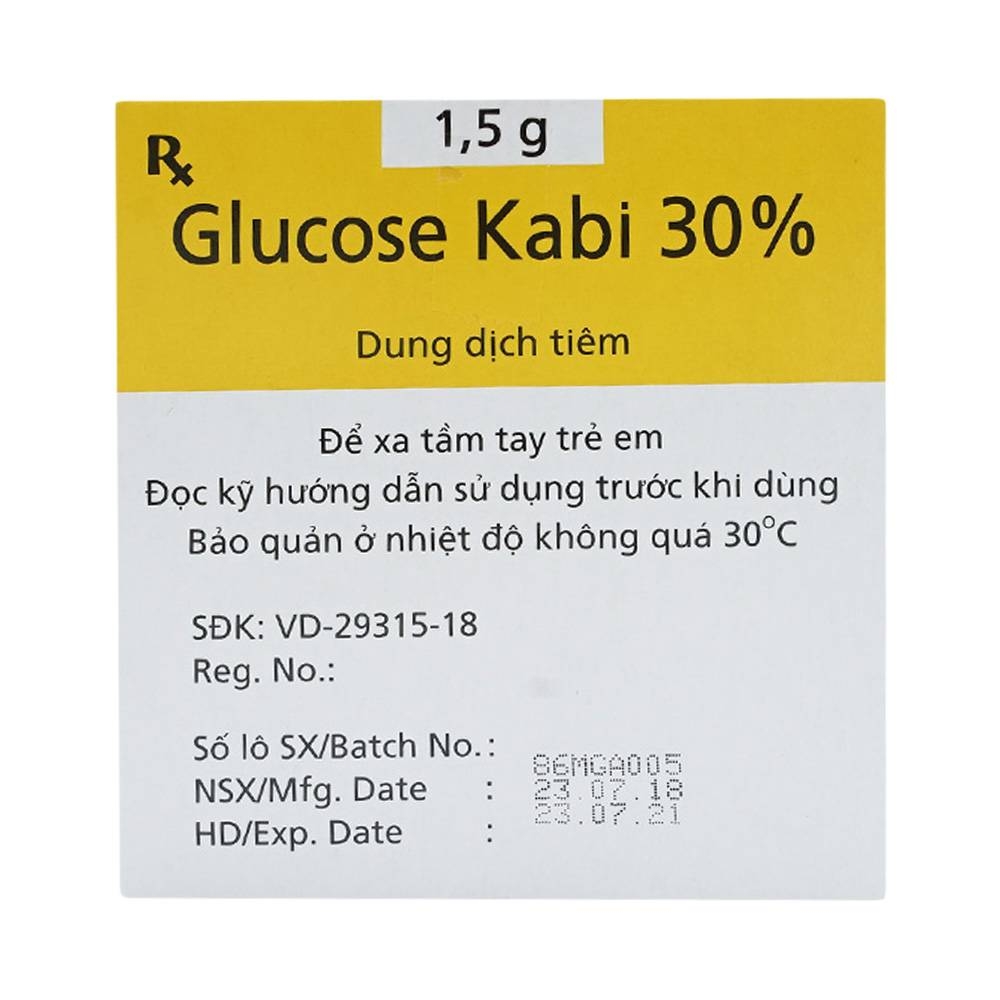 Hình ảnh Thuốc tiêm Glucose Kabi 30% Fresenius Kabi điều trị hạ đường huyết nặng (50 ống x 5ml)