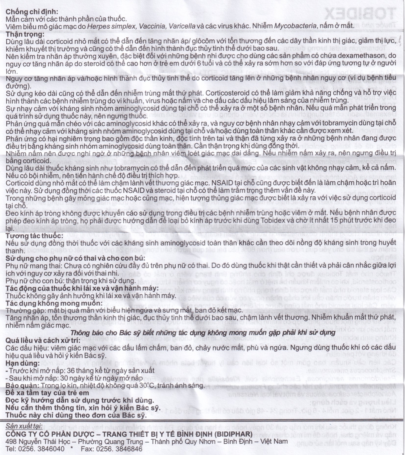 Hình ảnh Thuốc nhỏ mắt Tobidex Bidiphar điều trị viêm mắt (5ml)