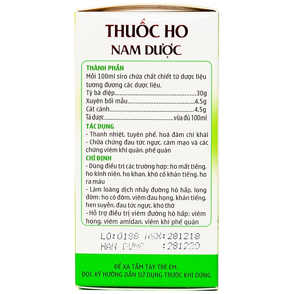 Hình ảnh Siro ho Nam Dược điều trị ho, long đờm (100ml)