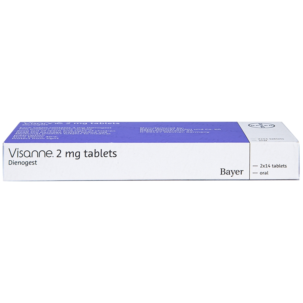 Hình ảnh Thuốc Visanne 2mg Bayer hỗ trợ điều trị lạc nội mạc tử cung (2 vỉ x 14 viên)