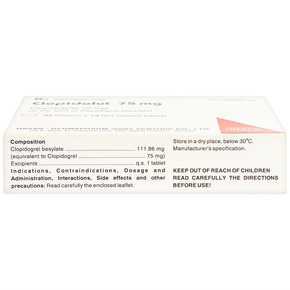 Hình ảnh Thuốc Clopidolut 75mg Hasan phòng ngừa các biến cố do xơ vữa động mạch (3 vỉ x 14 viên)