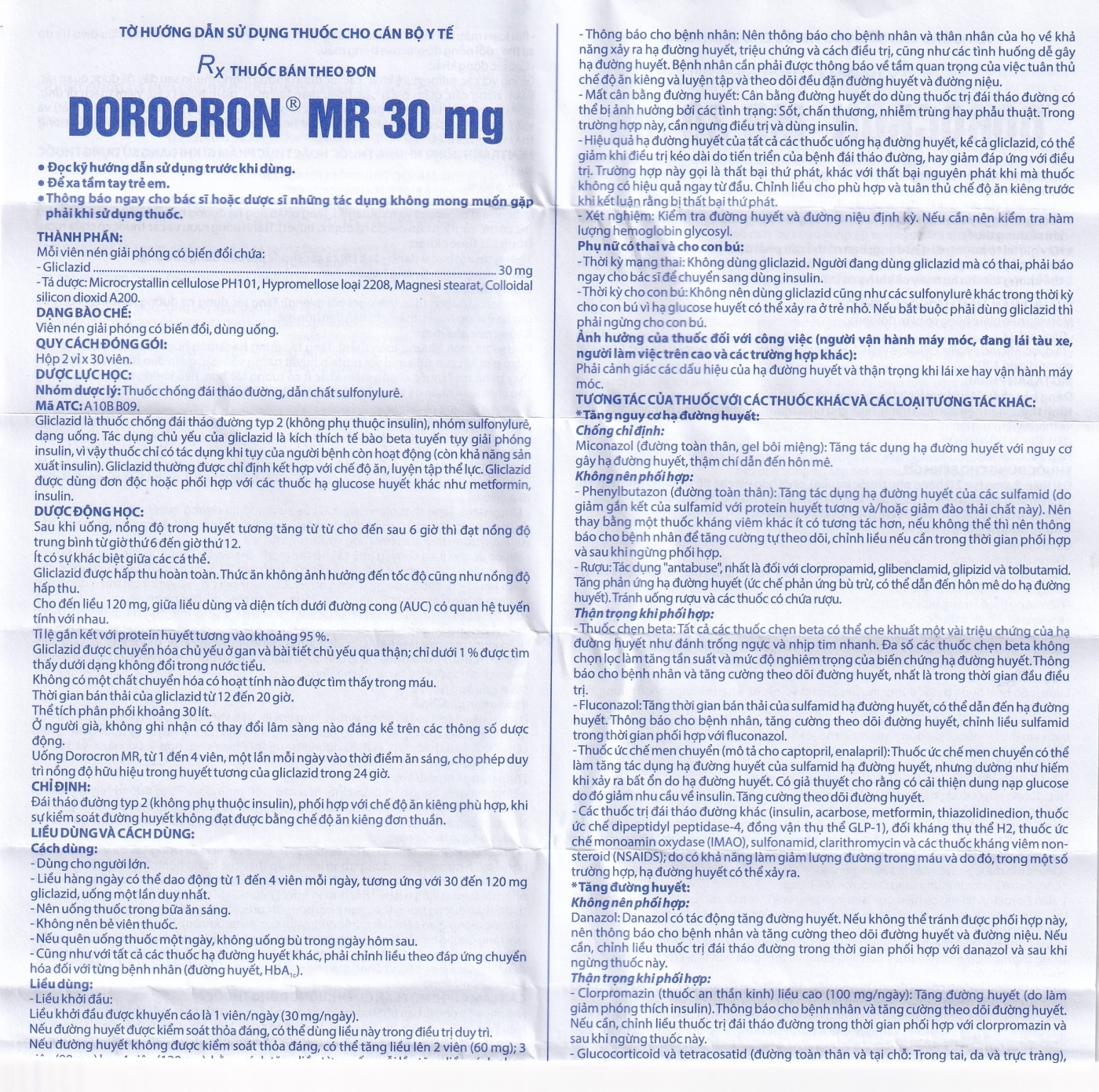 Hình ảnh Thuốc Dorocron MR 30mg Domesco điều trị đái tháo đường típ 2 (2 vỉ x 30 viên)