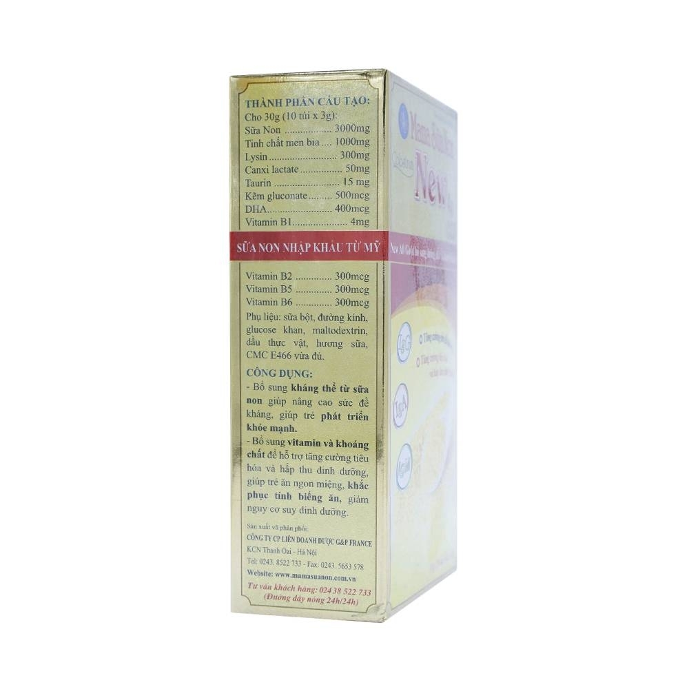 Hình ảnh Sữa bột Mama Sữa Non Colostrum New A0 Gold nâng cao sức đề kháng, giúp trẻ phát triển khỏe mạnh (20 gói x 6g)