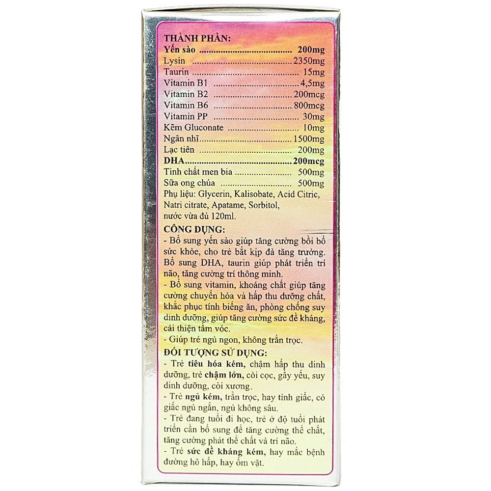 Hình ảnh Siro Yến Sào Ăn Ngủ Ngon Gold hỗ trợ bồi bổ sức khỏe (120ml)