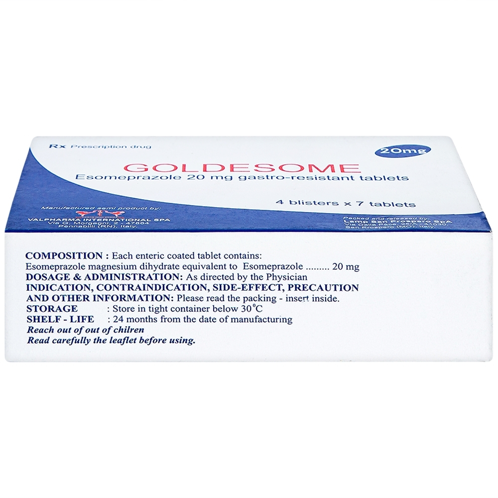Hình ảnh Thuốc Goldesome 20mg Valpharma điều trị loét dạ dày tá tràng lành tính (4 vỉ x 7 viên)