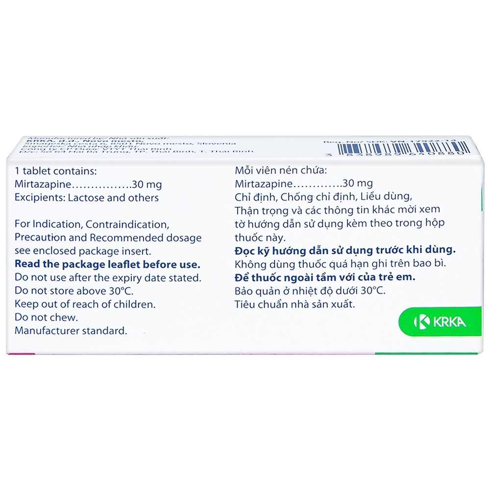 Hình ảnh Viên nén Mirzaten 30mg KRKA điều trị trầm cảm (3 vỉ x 10 viên)