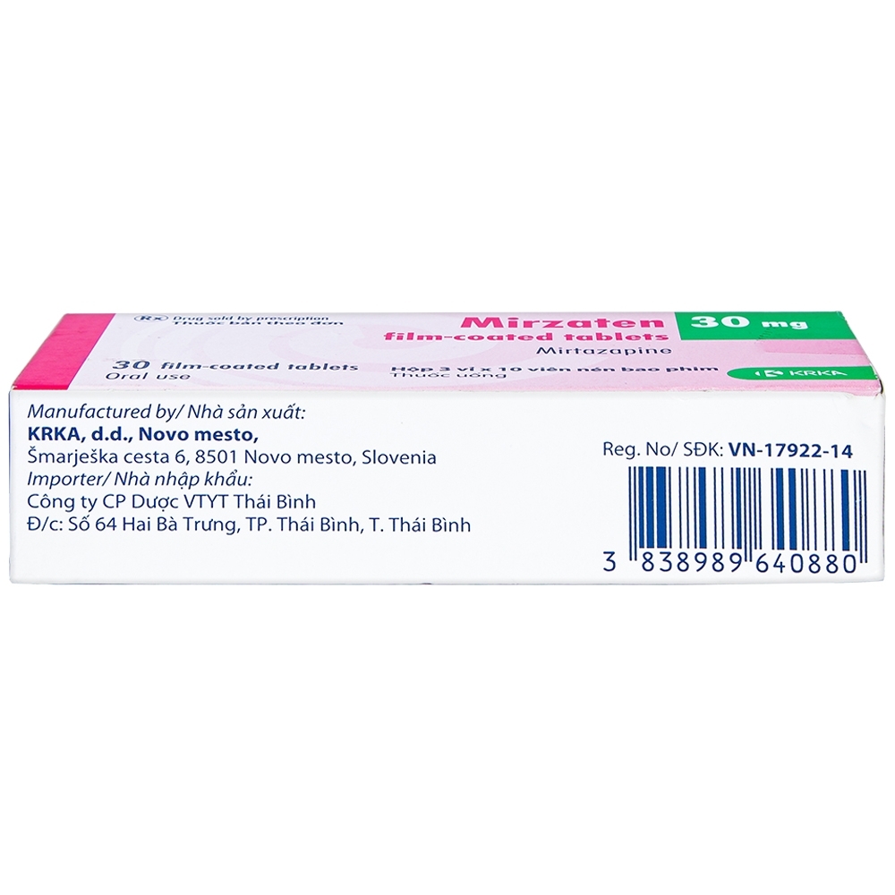 Hình ảnh Viên nén Mirzaten 30mg KRKA điều trị trầm cảm (3 vỉ x 10 viên)