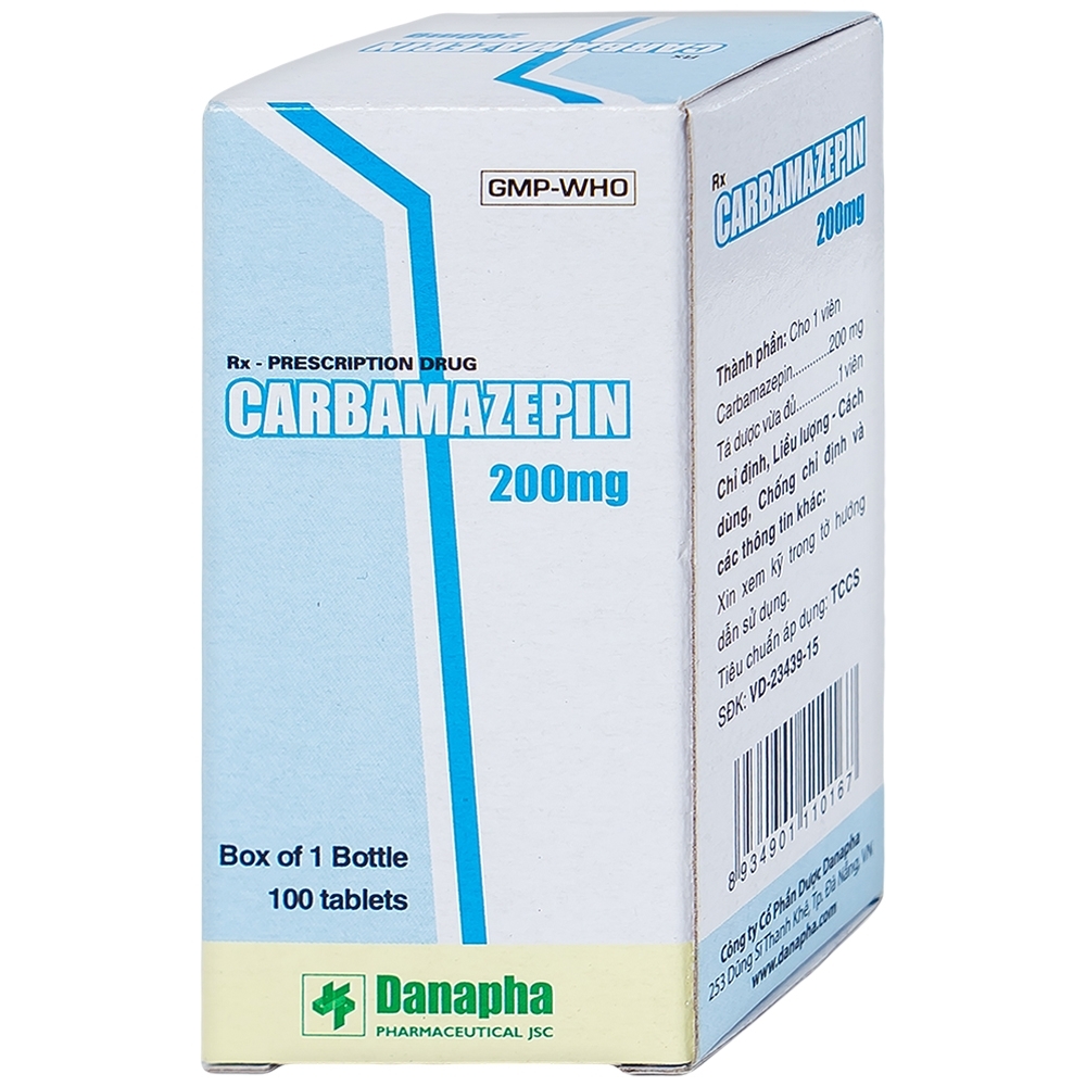 Hình ảnh Thuốc Carbamazepin 200mg Danapha điều trị bệnh động kinh, giảm đau dây thần kinh (100 viên)