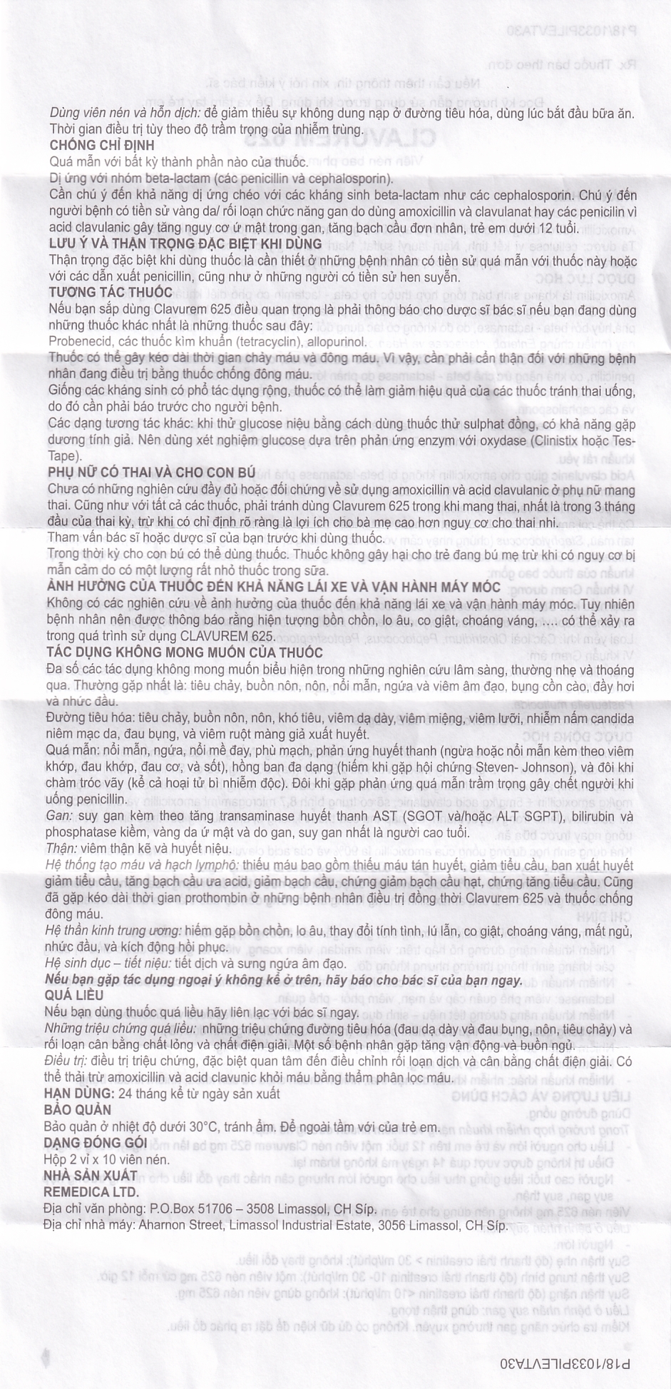 Hình ảnh Thuốc Clavurem 625 Remedica điều trị nhiễm khuẩn (2 vỉ x 10 viên)