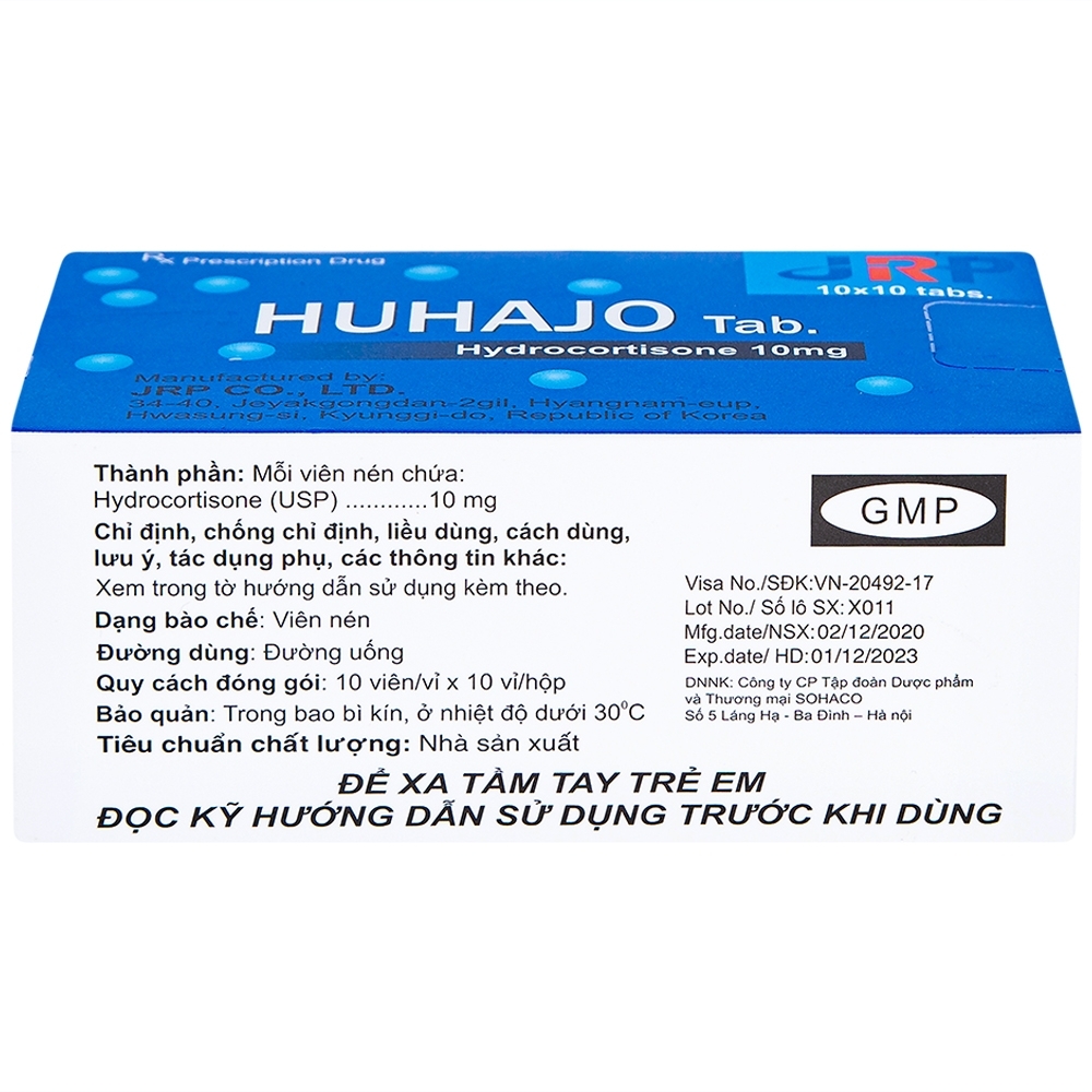 Hình ảnh Thuốc Huhajo Tab 10mg JRP điều trị thay thế cho người bị suy vỏ thượng thận (10 vỉ x 10 viên)