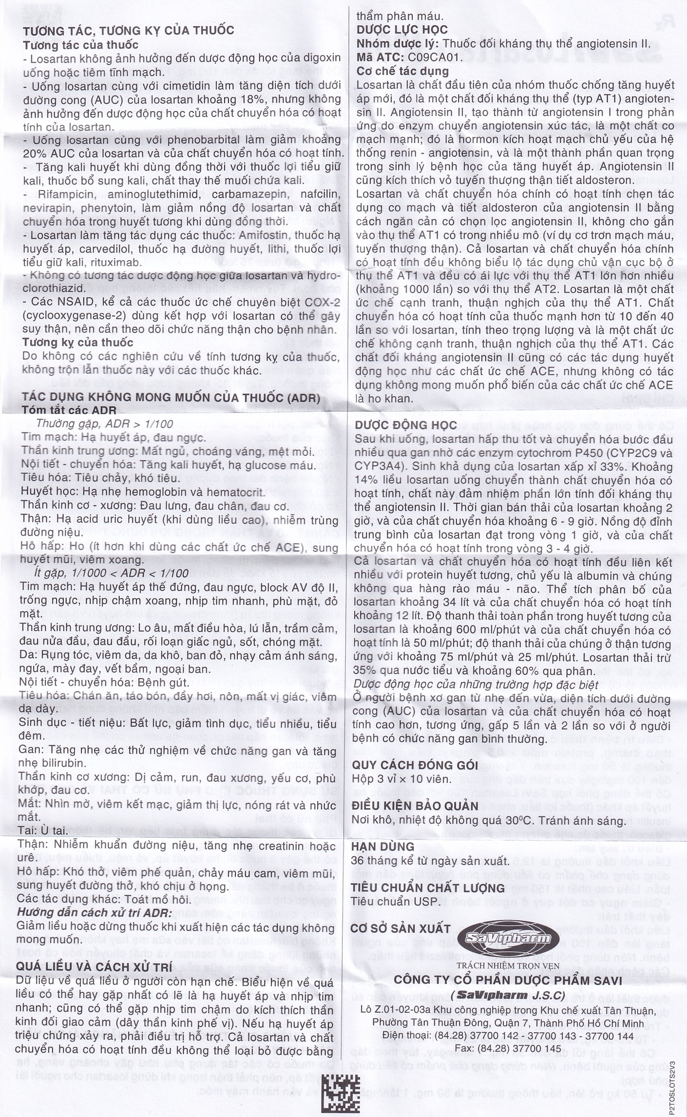 Hình ảnh Thuốc Savi Losartan 100 điều trị tăng huyết áp (3 vỉ x 10 viên)