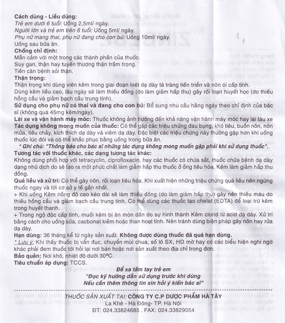 Hình ảnh Siro Zinbebe Hataphar bổ sung và dự phòng thiếu kẽm (60ml)