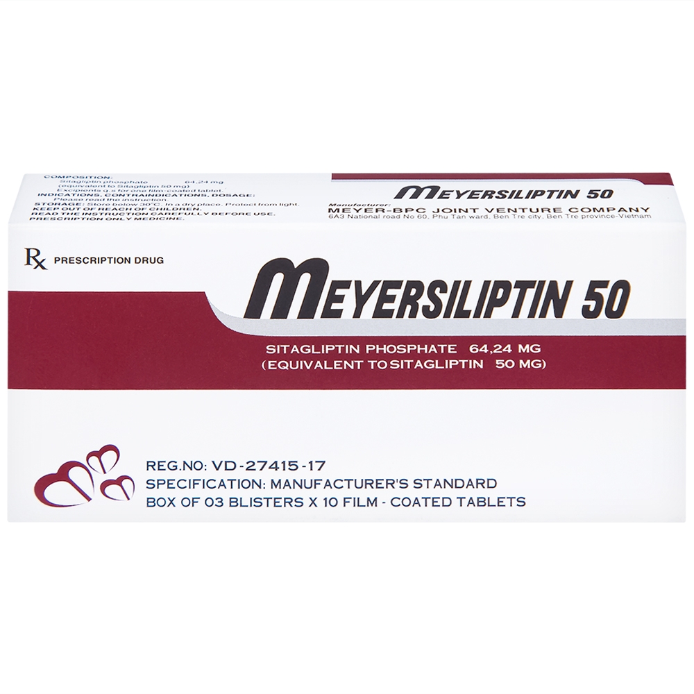 Hình ảnh Viên nén Meyersiliptin 50 Meyer - BPC hỗ trợ chế độ ăn kiêng, kiểm soát đường huyết (3 vỉ x 10 viên)