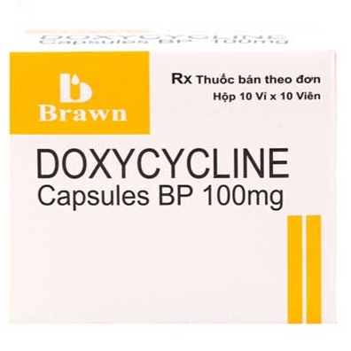 Hình ảnh Thuốc Doxycycline 100mg Brawn điều trị bệnh Brucella, bệnh tả (10 vỉ x 10 viên)