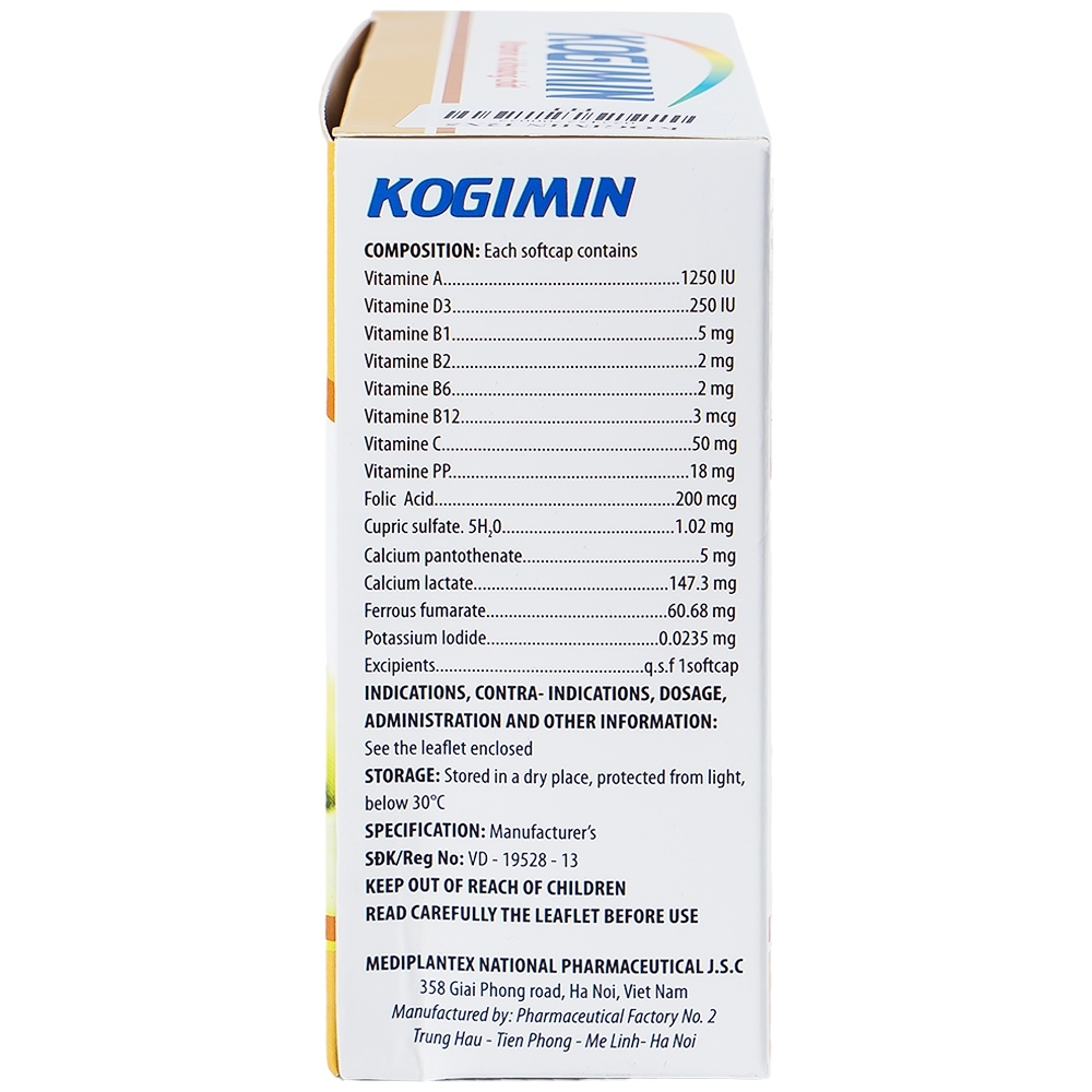 Hình ảnh Viên nang mềm Kogimin Mediplantex bổ sung vitamin và khoáng chất (12 vỉ x 5 viên)