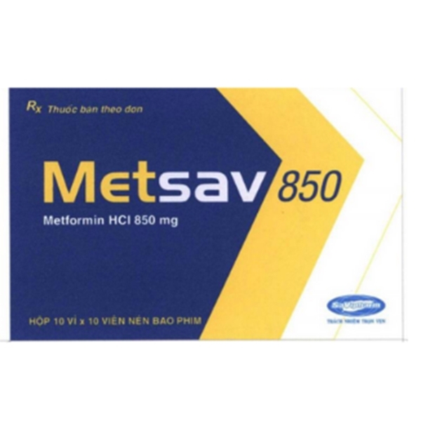 Hình ảnh Thuốc Metsav 850 Savipharm điều trị đái tháo đường típ 2 (10 vỉ x 10 viên)