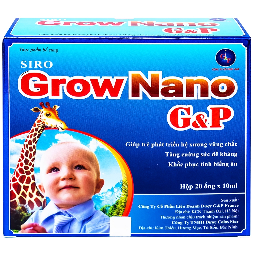 Hình ảnh Siro Grow Nano G&P giúp trẻ phát triển hệ xương, tăng cường đề kháng (20 ống x 10ml)