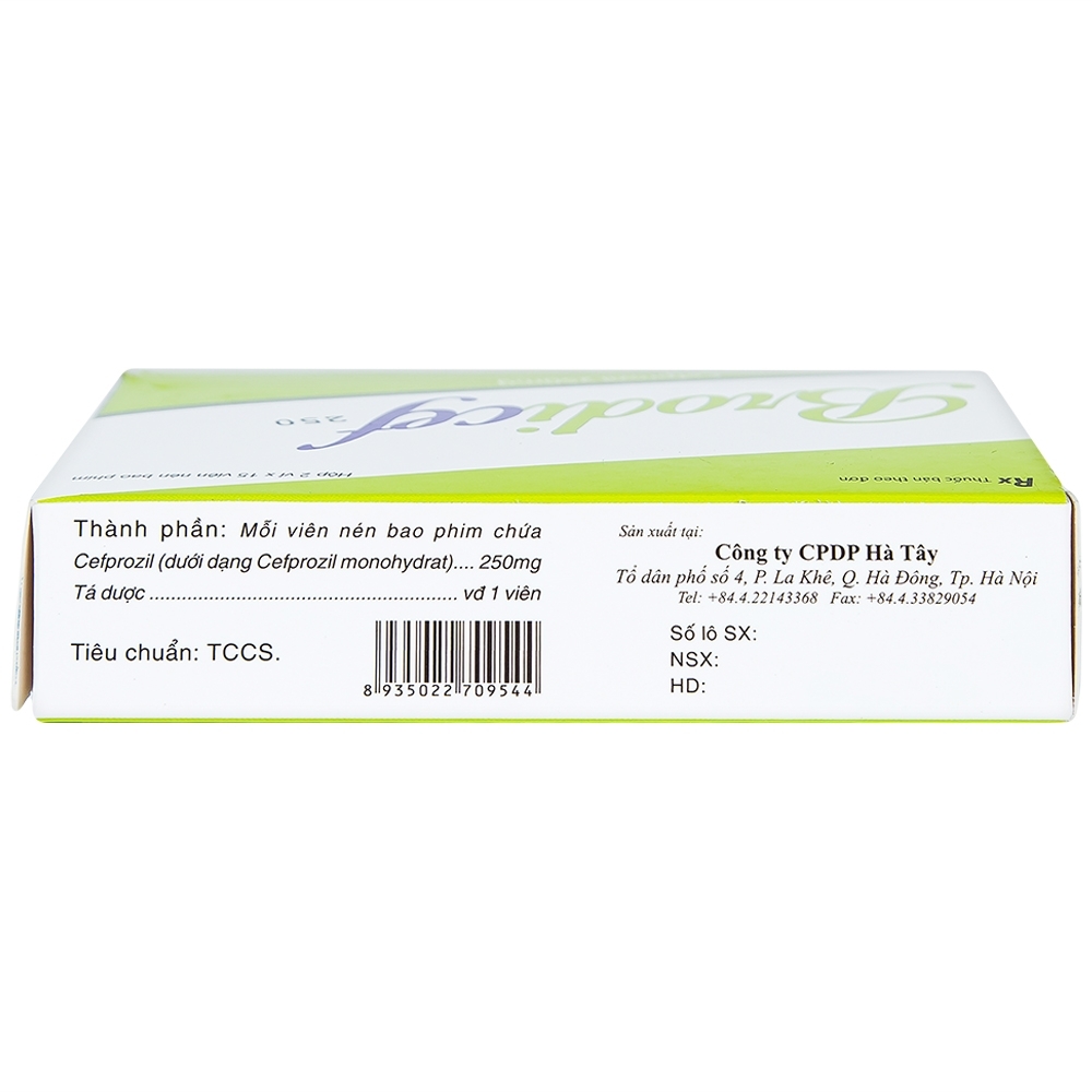 Hình ảnh Thuốc Brodicef 250 Hà Tây điều trị nhiễm trùng (2 vỉ x 15 viên)