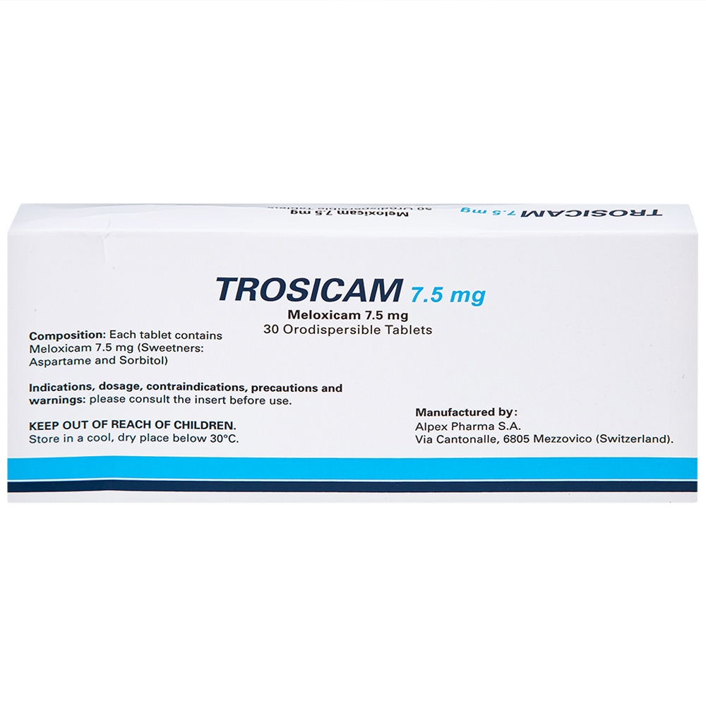 Hình ảnh Thuốc Trosicam 7.5mg Alpex Pharma điều trị viêm đau xương khớp (3 vỉ x 10 viên)
