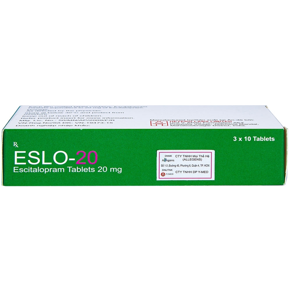 Hình ảnh Thuốc Eslo-20 Hetero điều trị trầm cảm, rối loạn lo âu (3 vỉ x 10 viên)