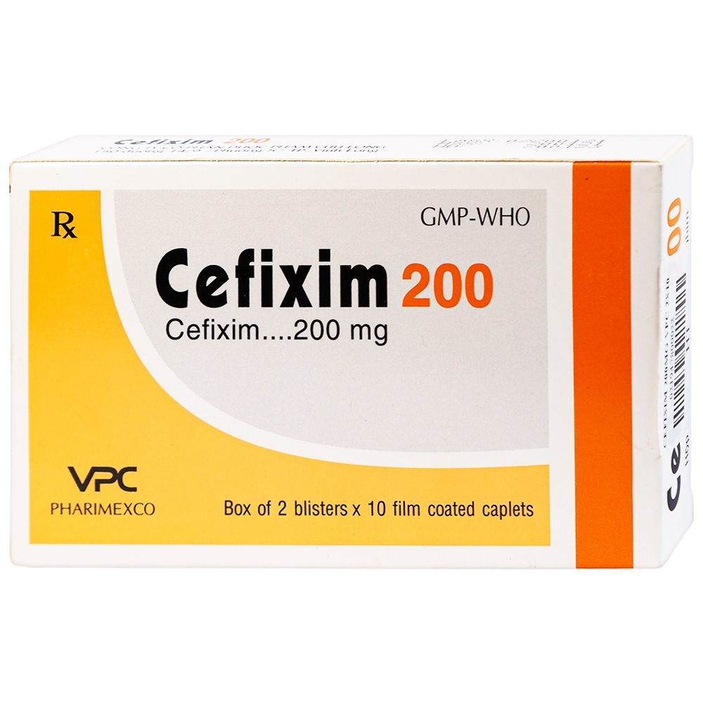 Hình ảnh Thuốc Cefixim 200mg Pharimexco điều trị nhiễm khuẩn (2 vỉ x 10 viên)