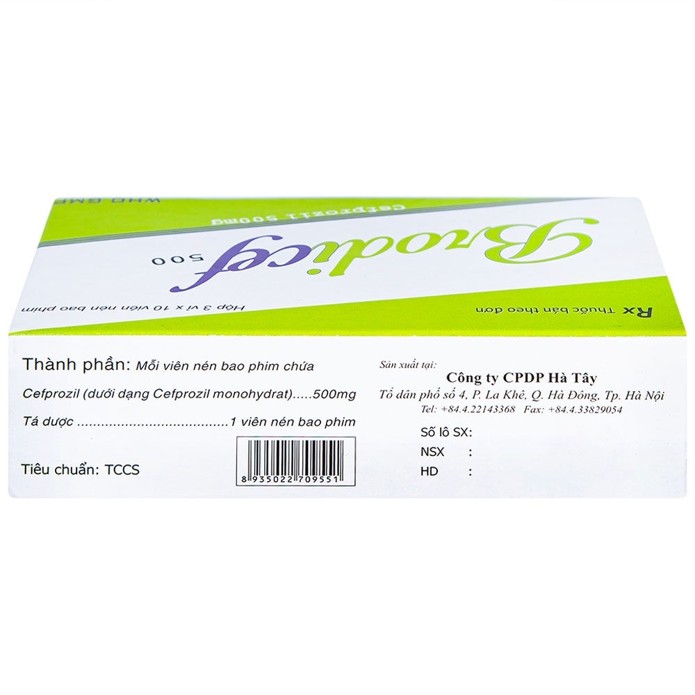 Hình ảnh Thuốc Brodicef 500 Hà Tây điều trị nhiễm trùng (3 vỉ x 10 viên)