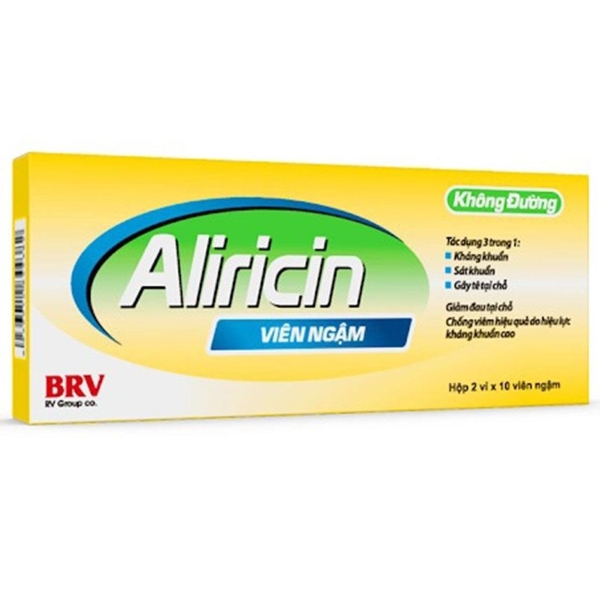 Hình ảnh Viên ngậm Aliricin BV không đường điều trị viêm họng, viêm amidan (2 vỉ x 10 viên)