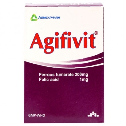 Hình ảnh Thuốc Agifivit Agimexpharm phòng và điều trị bệnh thiếu máu do thiếu sắt, thiếu acid folie (10 vỉ x 10 viên)