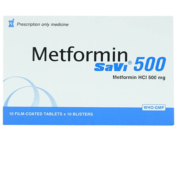 Hình ảnh Thuốc Metsav SaVi 500 điều trị tiểu đường típ 2 (10 vỉ x 10 viên)