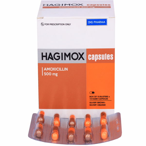 Hình ảnh Thuốc Hagimox Capsules 500mg DHG điều trị nhiễm khuẩn (10 vỉ x 10 viên)