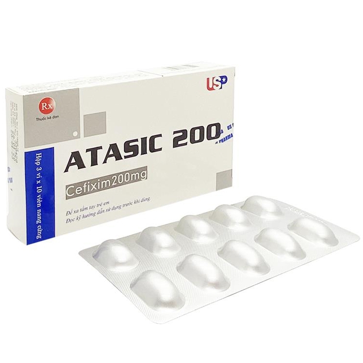 Hình ảnh Thuốc kháng sinh Atasic 200mg USP điều trị nhiễm trùng đường hô hấp (3 vỉ x 10 viên)