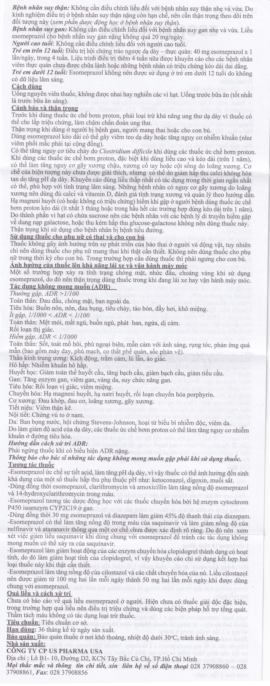 Hình ảnh Thuốc Esomeprazol 40-HV điều trị trào ngược dạ dày, thực quản (3 vỉ x 10 viên)