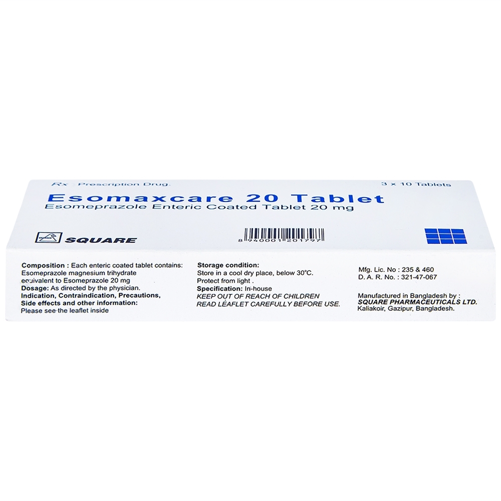 Hình ảnh Thuốc Esomaxcare 20 Square điều trị loét dạ dày tá tràng lành tính (3 vỉ x 10 viên)