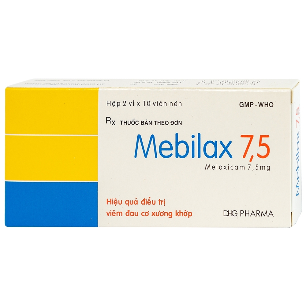 Hình ảnh Viên nén Mebilax 7,5 DHG Pharma  điều trị viêm đau cơ xương khớp (2 vỉ x 10 viên)
