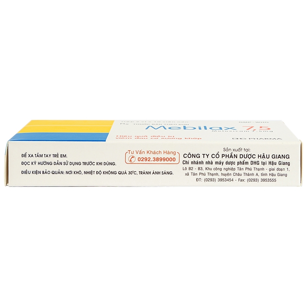 Hình ảnh Viên nén Mebilax 7,5 DHG Pharma  điều trị viêm đau cơ xương khớp (2 vỉ x 10 viên)