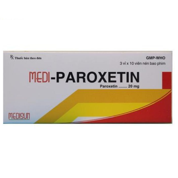 Hình ảnh Thuốc Medi-Paroxetin 20mg Medisun điều trị bệnh trầm cảm (3 vỉ x 10 viên)