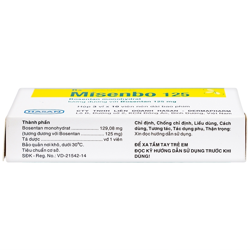 Hình ảnh Viên nén Misenbo 125 Hasan điều trị tăng huyết áp (3 vỉ x 10 viên)
