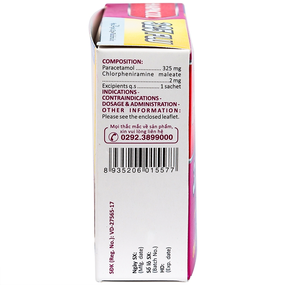 Hình ảnh Cốm Hapacol 325 Flu DHG điều trị đau đầu, đau nửa đầu, đau răng (24 gói)