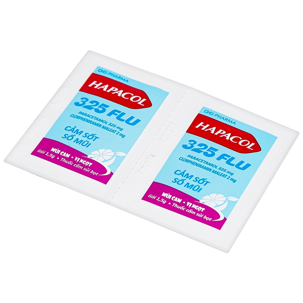 Hình ảnh Cốm Hapacol 325 Flu DHG điều trị đau đầu, đau nửa đầu, đau răng (24 gói)