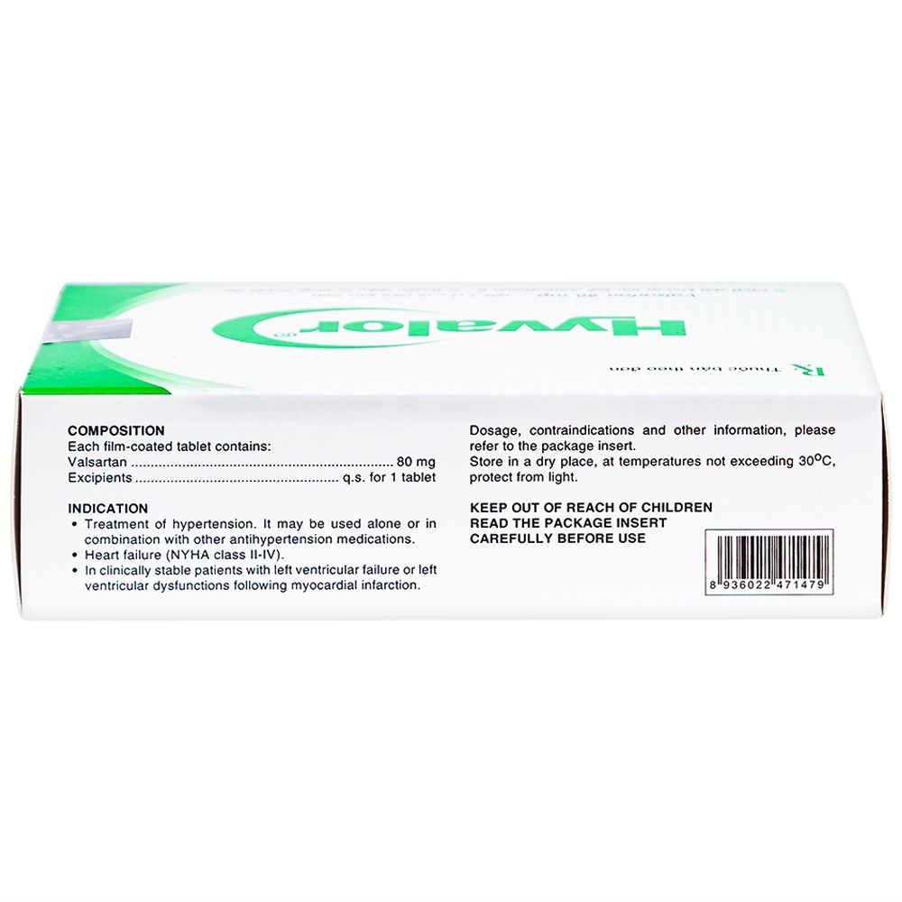 Hình ảnh Thuốc Hyvalor 80mg United điều trị tăng huyết áp, suy tim (3 vỉ x 10 viên)