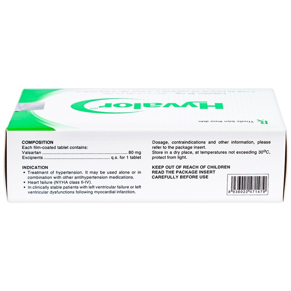 Hình ảnh Thuốc Hyvalor 80mg United điều trị tăng huyết áp, suy tim (3 vỉ x 10 viên)