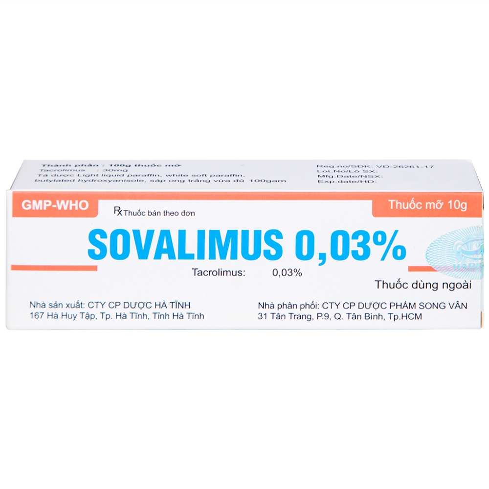 Hình ảnh Thuốc mỡ Sovalimus 0.03% Hadiphar điều trị viêm da (10g)