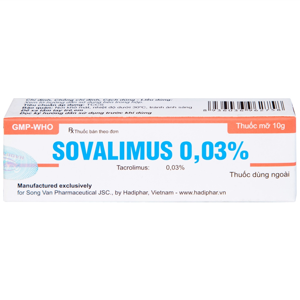 Hình ảnh Thuốc mỡ Sovalimus 0.03% Hadiphar điều trị viêm da (10g)