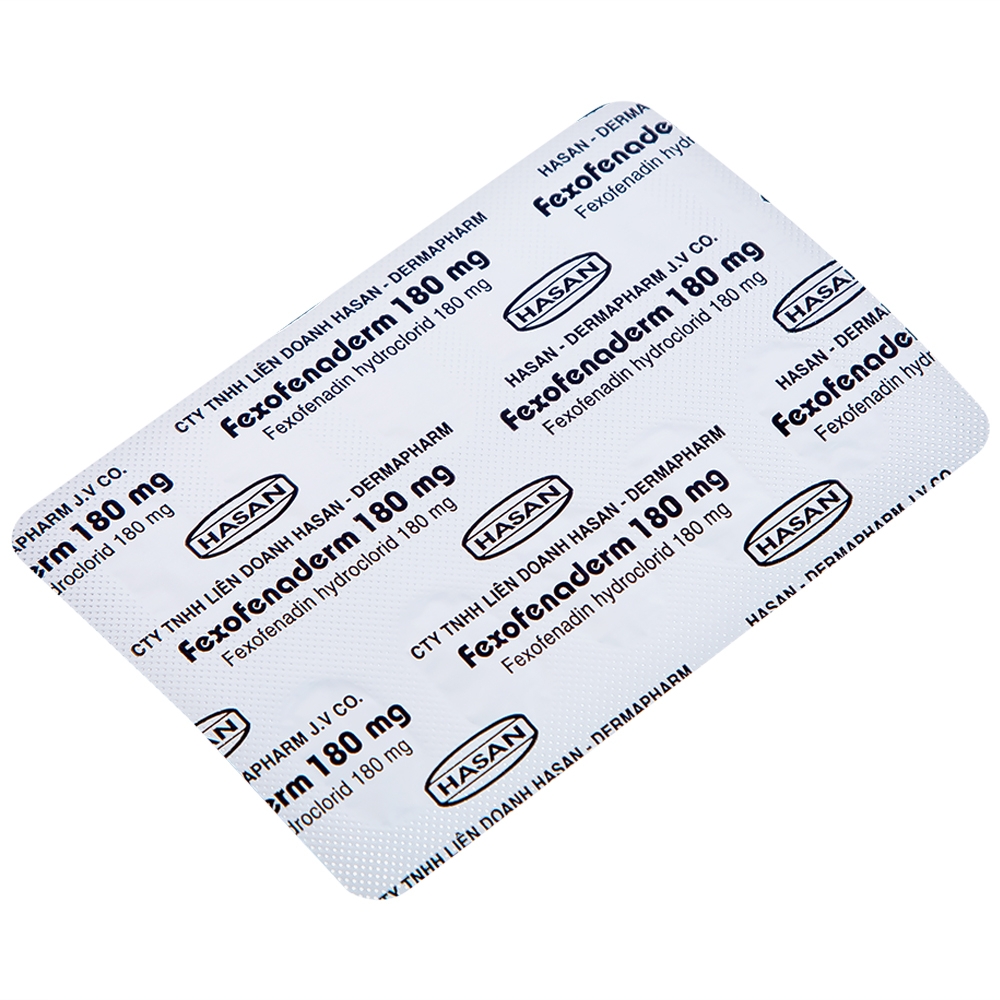 Hình ảnh Thuốc Fexofenaderm 180mg Hasan điều trị viêm mũi dị ứng theo mùa, mày đay mạn tính vô căn (10 vỉ x 10 viên)