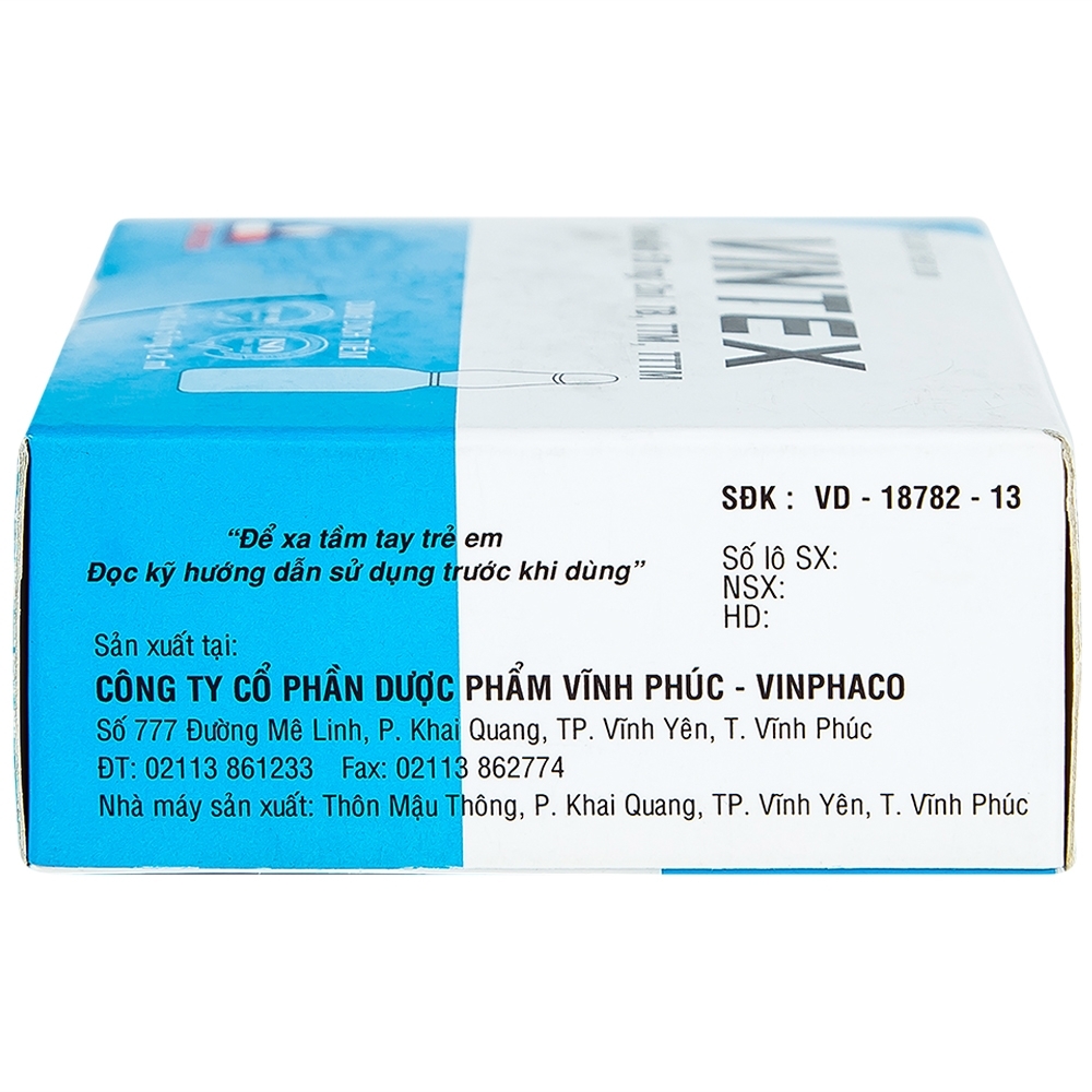 Hình ảnh Thuốc tiêm Vintex 50mg/2ml Vinphaco điều trị loét dạ dày - tá tràng lành tính (2 vỉ x 5 ống x 2ml)