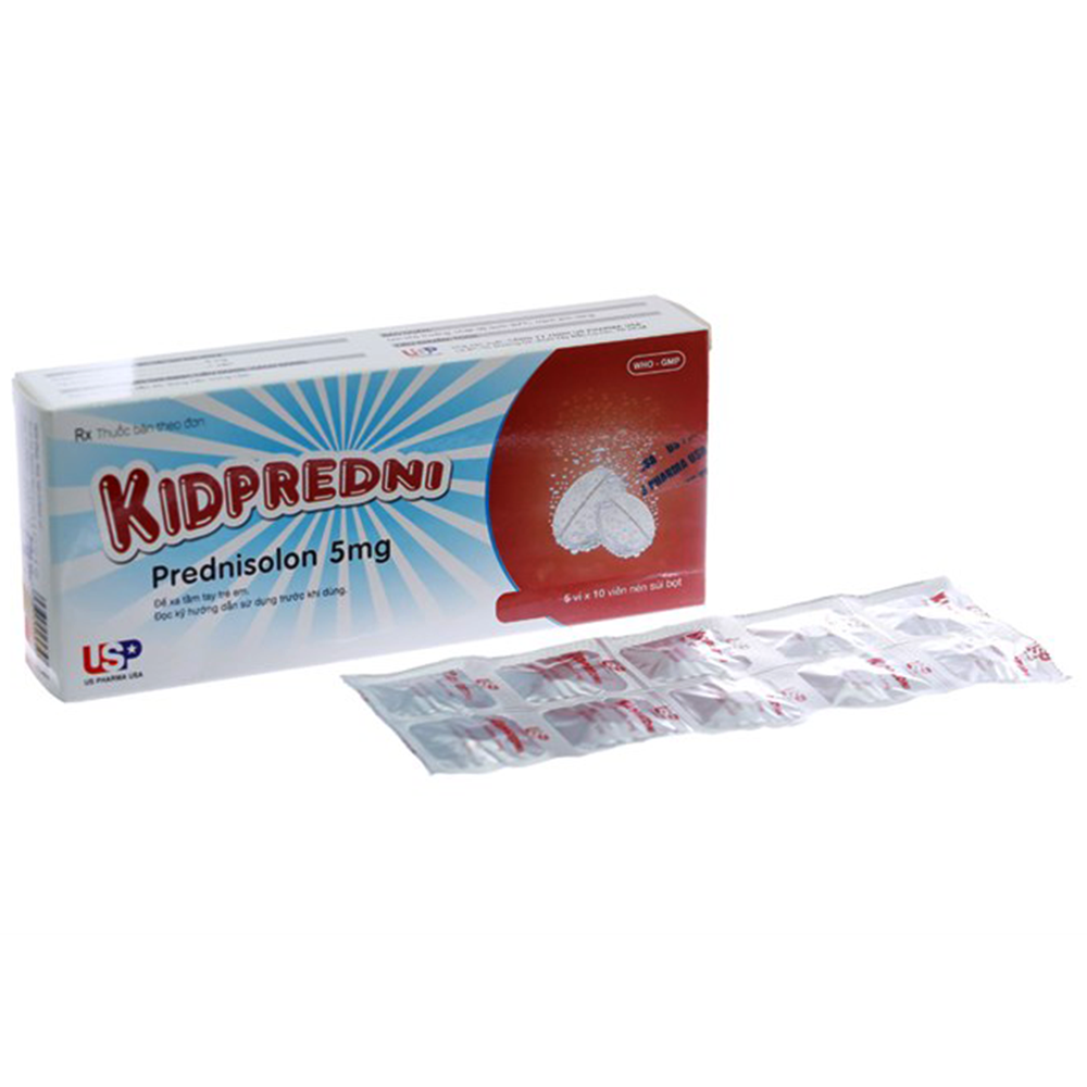 Hình ảnh Viên sủi Kidpredni 5mg USP chống viêm, chống dị ứng và ức chế miễn dịch (5 vỉ x 10 viên)
