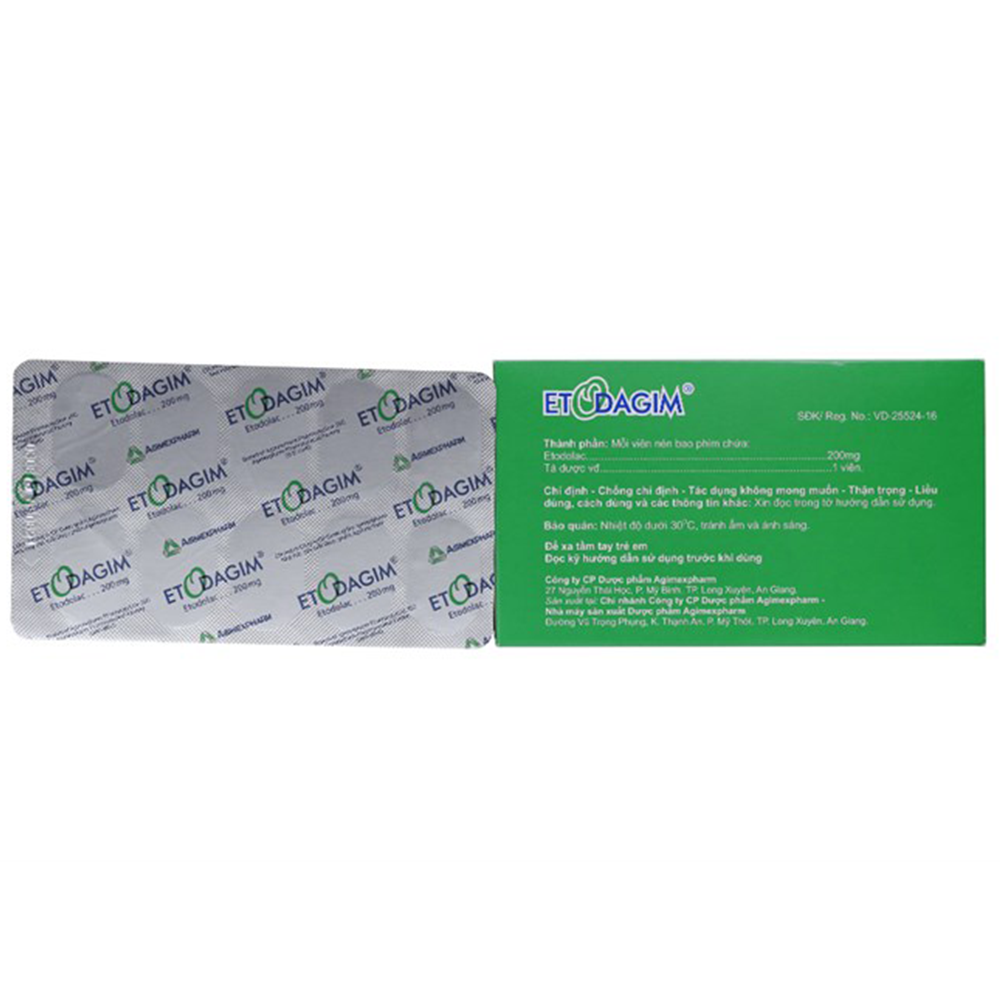 Hình ảnh Thuốc Etodagim Agimexpharm điều trị viêm xương khớp, cơn gout cấp hay giả gout (10 vỉ x 10 viên)