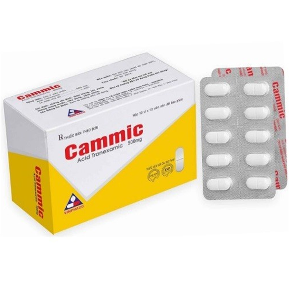 Hình ảnh Thuốc Cammic 500mg Vinphaco điều trị và phòng ngừa chảy máu (10 vỉ x 10 viên)