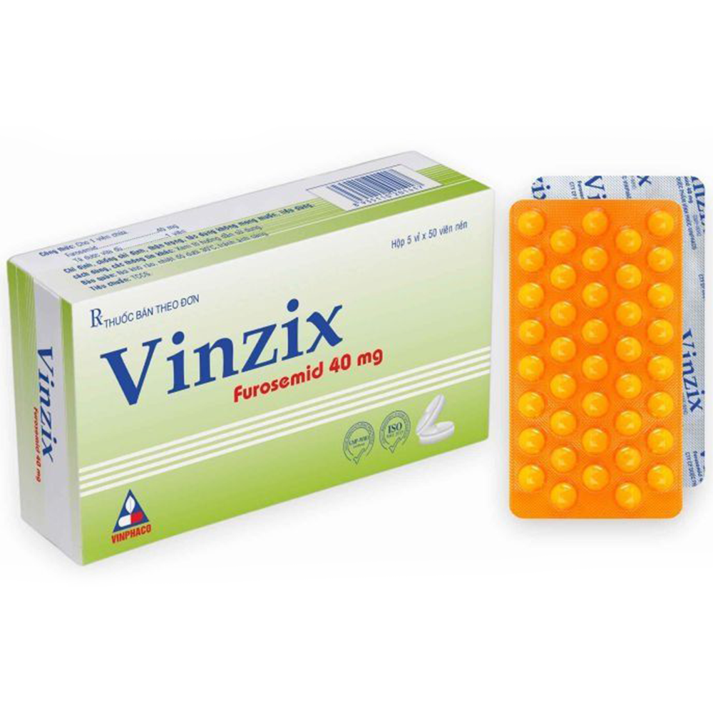 Hình ảnh Thuốc Vinzix 40mg Vinphaco điều trị phù, tăng huyết áp (5 vỉ x 50 viên)