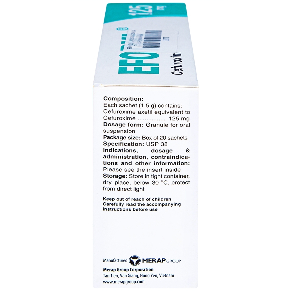 Hình ảnh Cốm Efodyl 125mg Merap điều trị nhiễm khuẩn nhẹ đến vừa (20 gói)